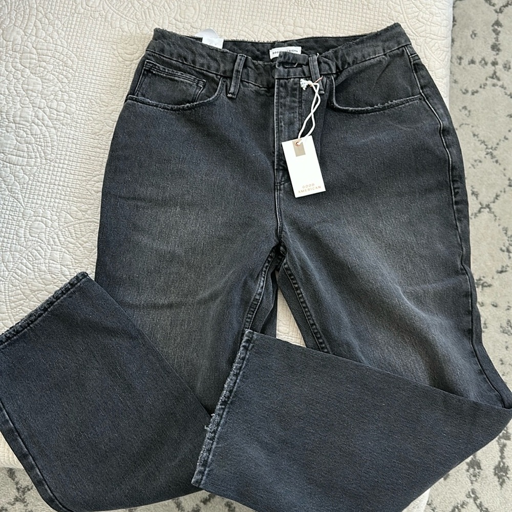 Good American Black Straight-Leg Jeans